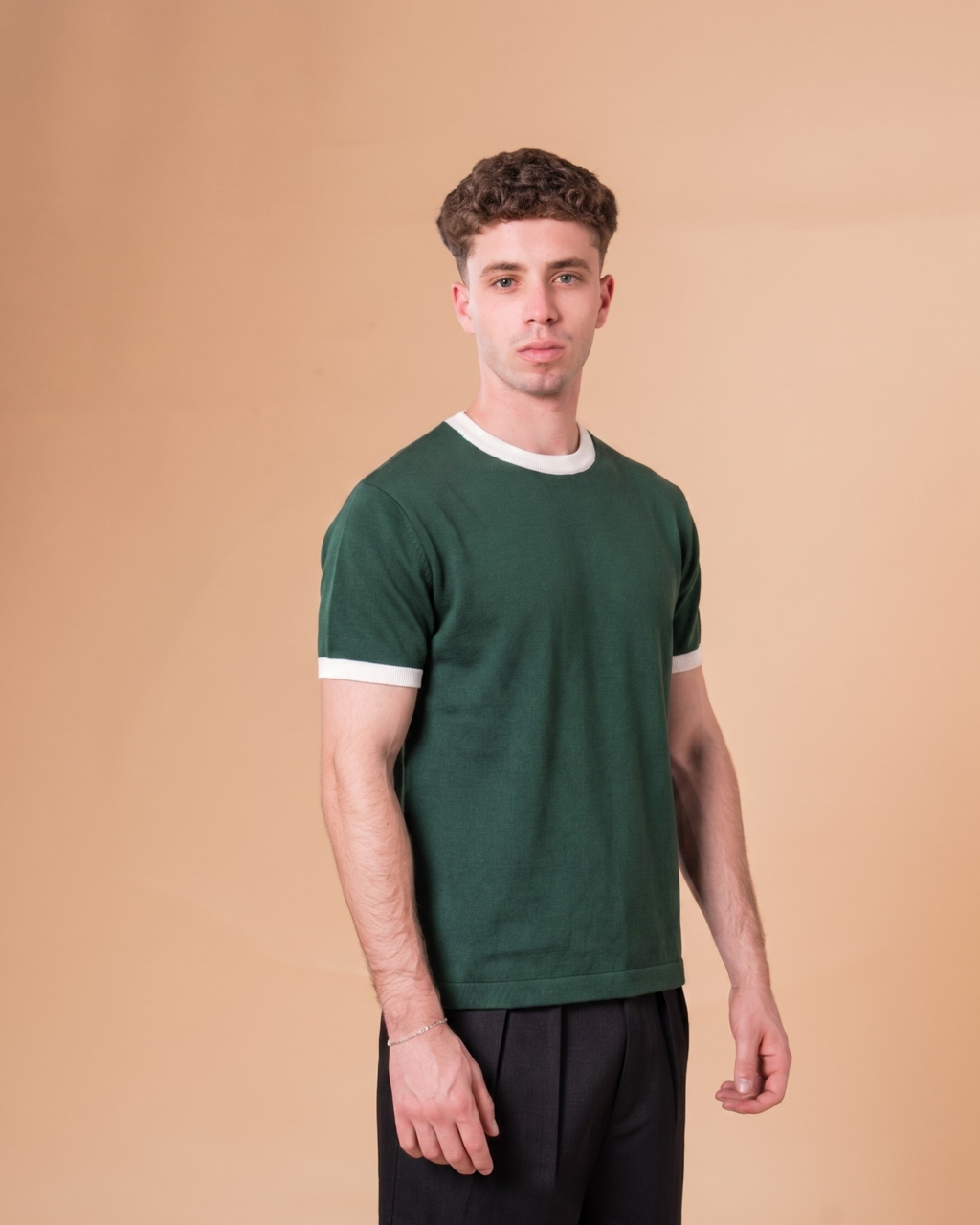 EMERALD GREEN RINGER T-SHIRT