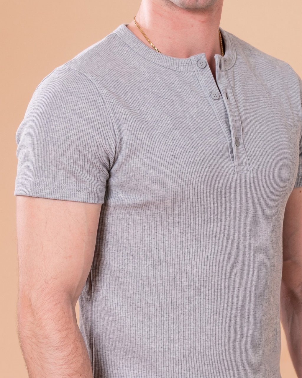 GREY HENLEY T-SHIRT