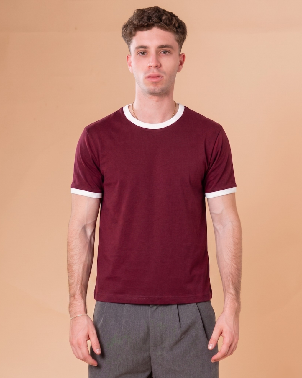 BURGUNDY RINGER T-SHIRT