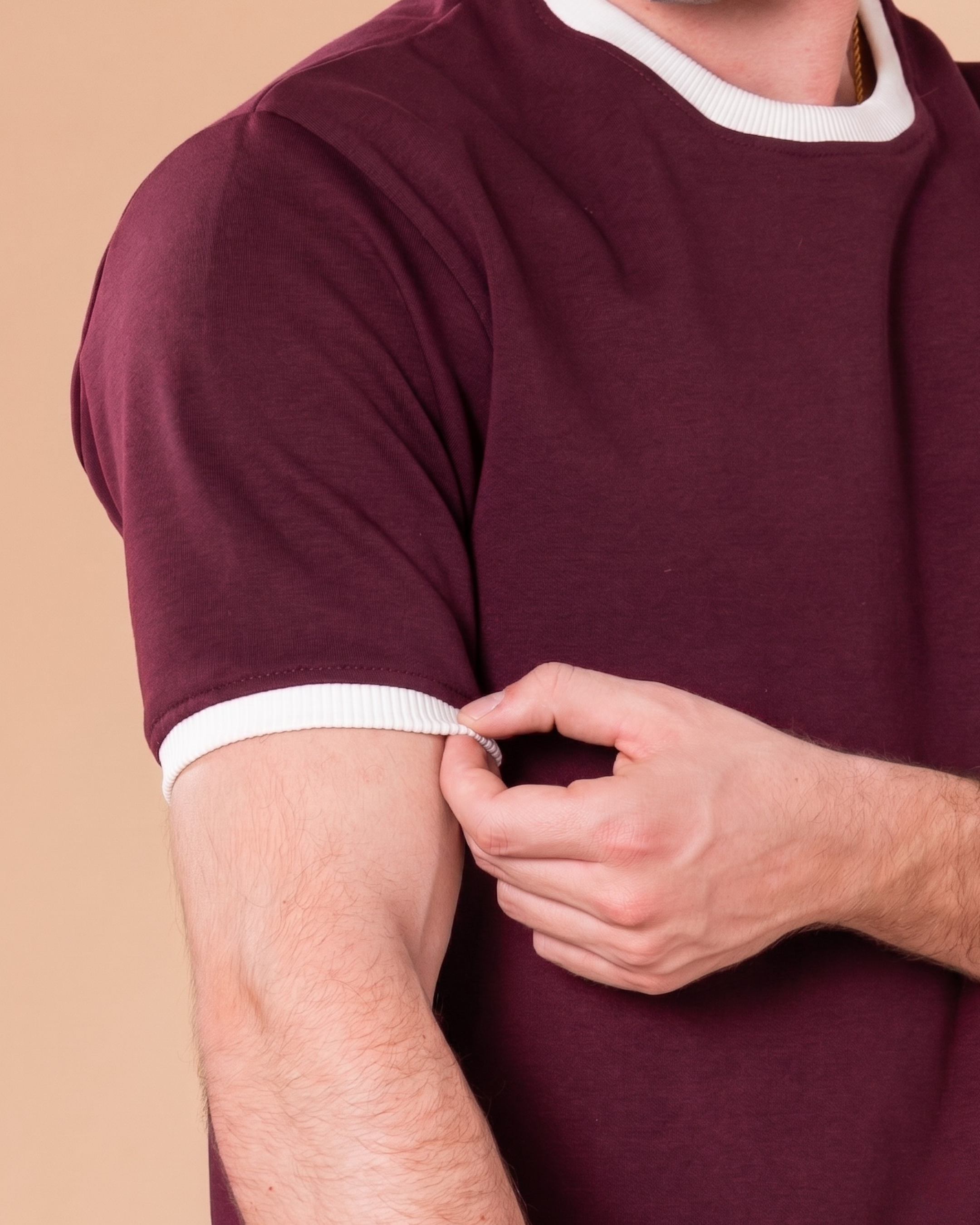 BURGUNDY RINGER T-SHIRT