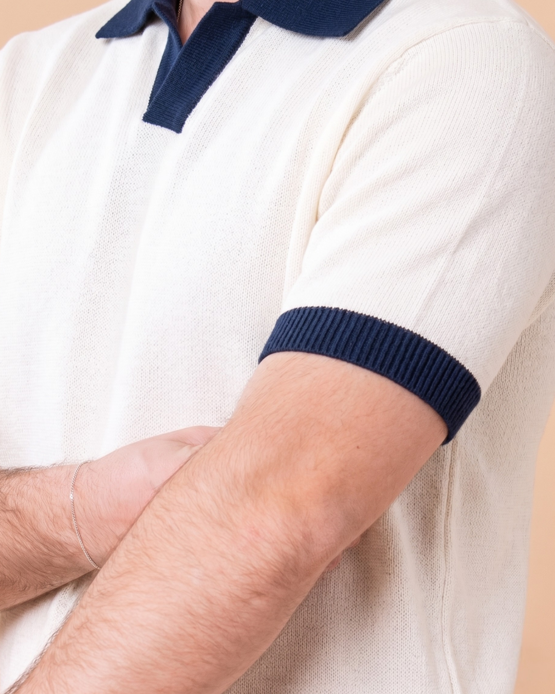 WHITE KNITTED POLO
