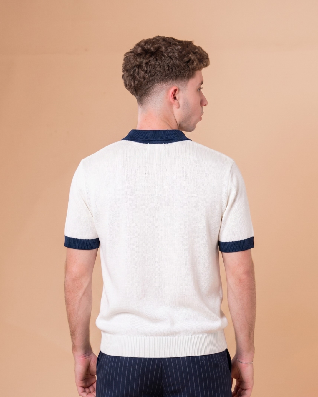 WHITE KNITTED POLO