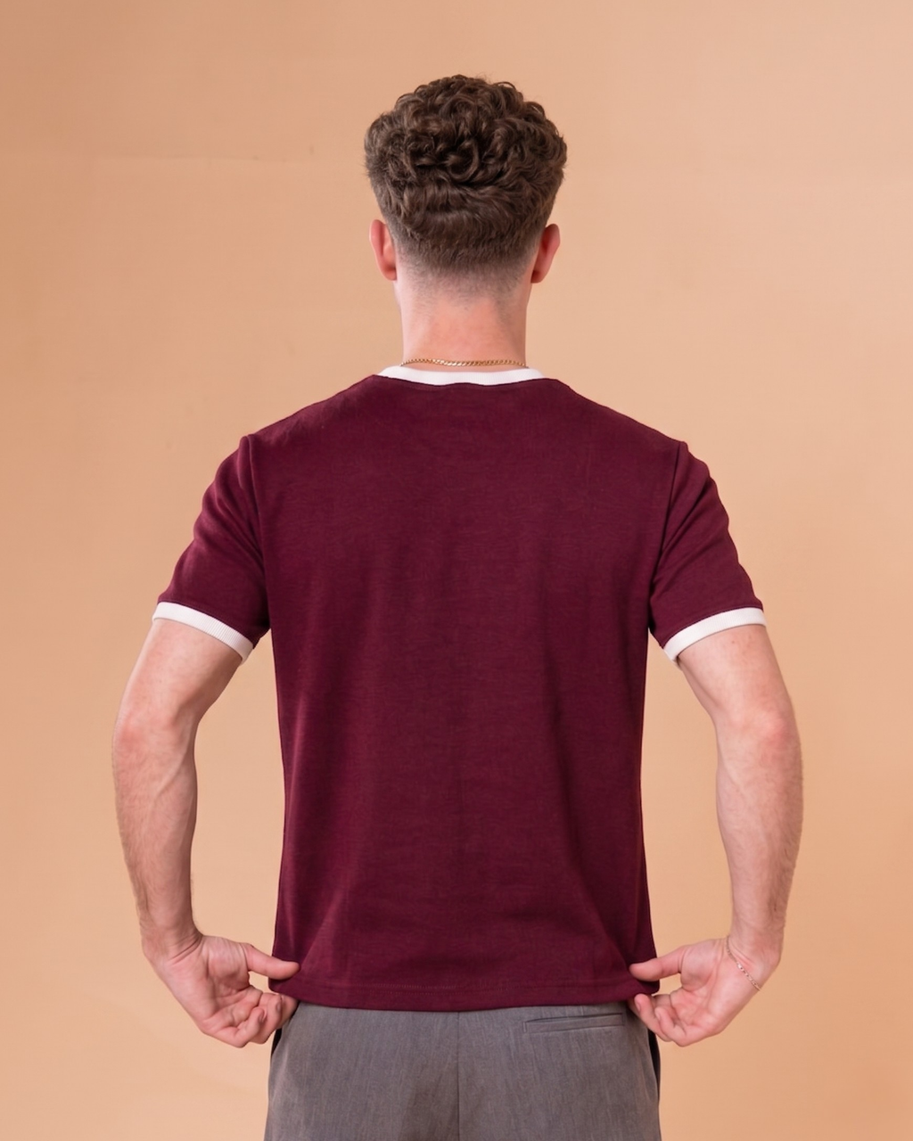 BURGUNDY RINGER T-SHIRT