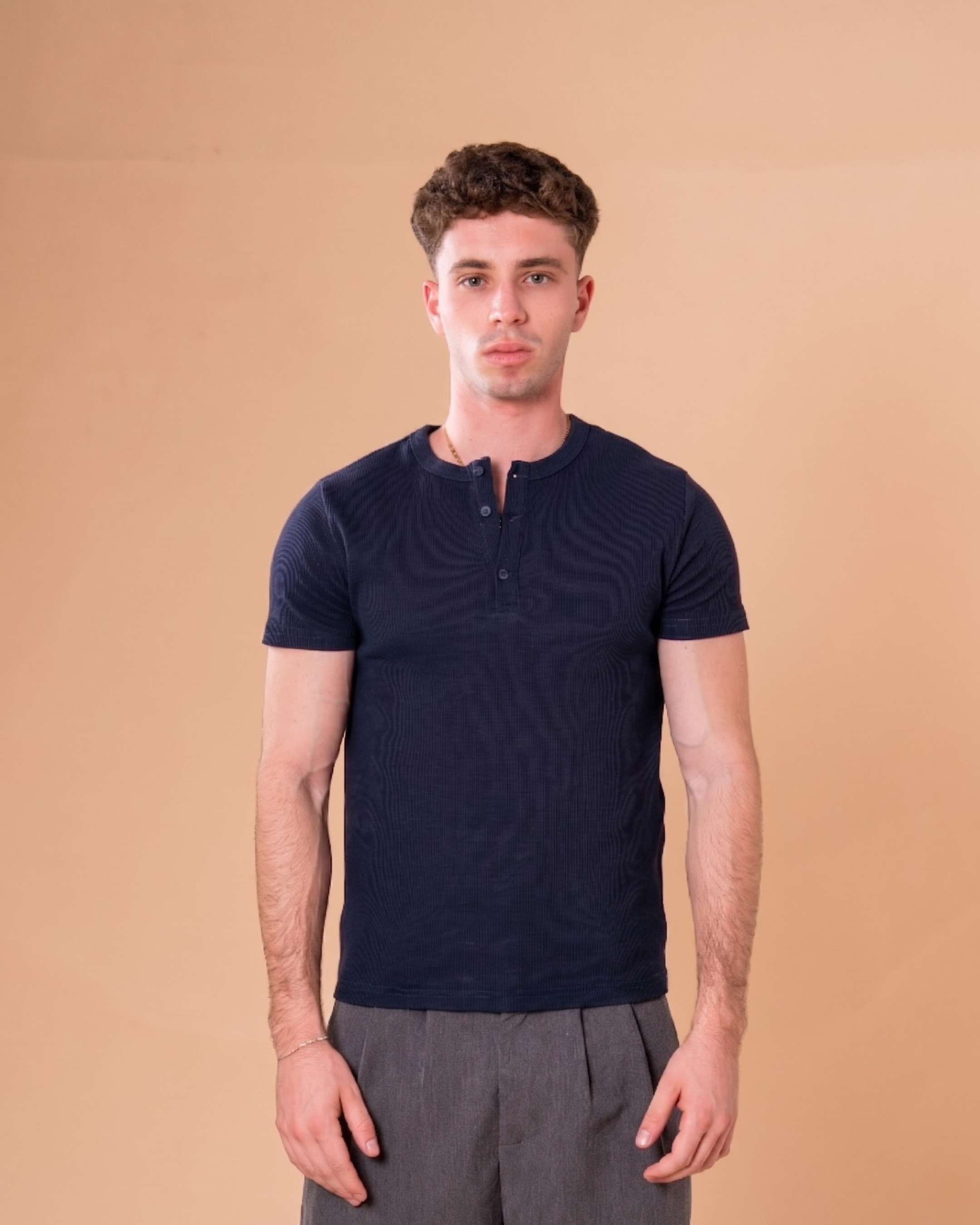 NAVY HENLEY T-SHIRT