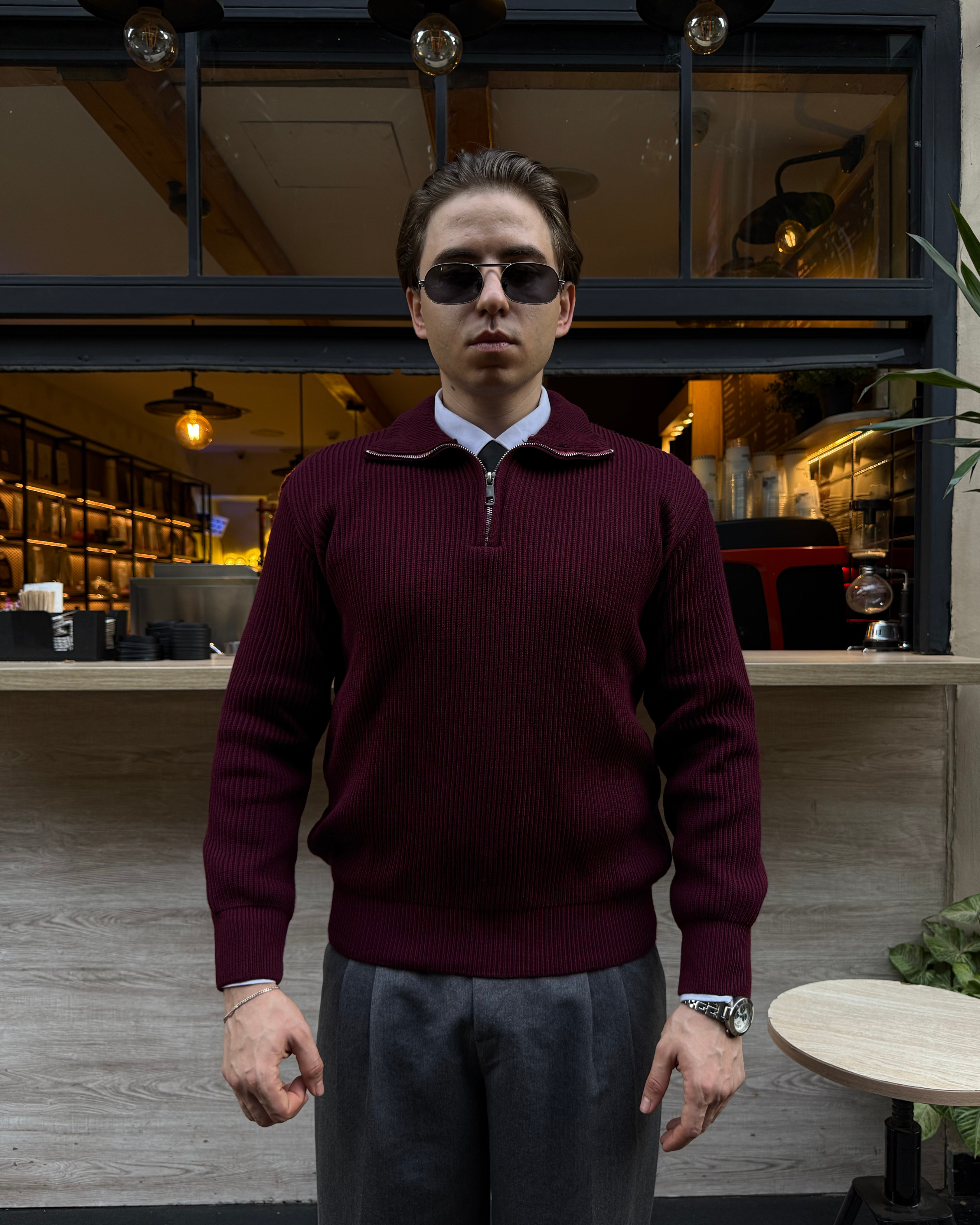 KNITTED QUARTER ZIP UP