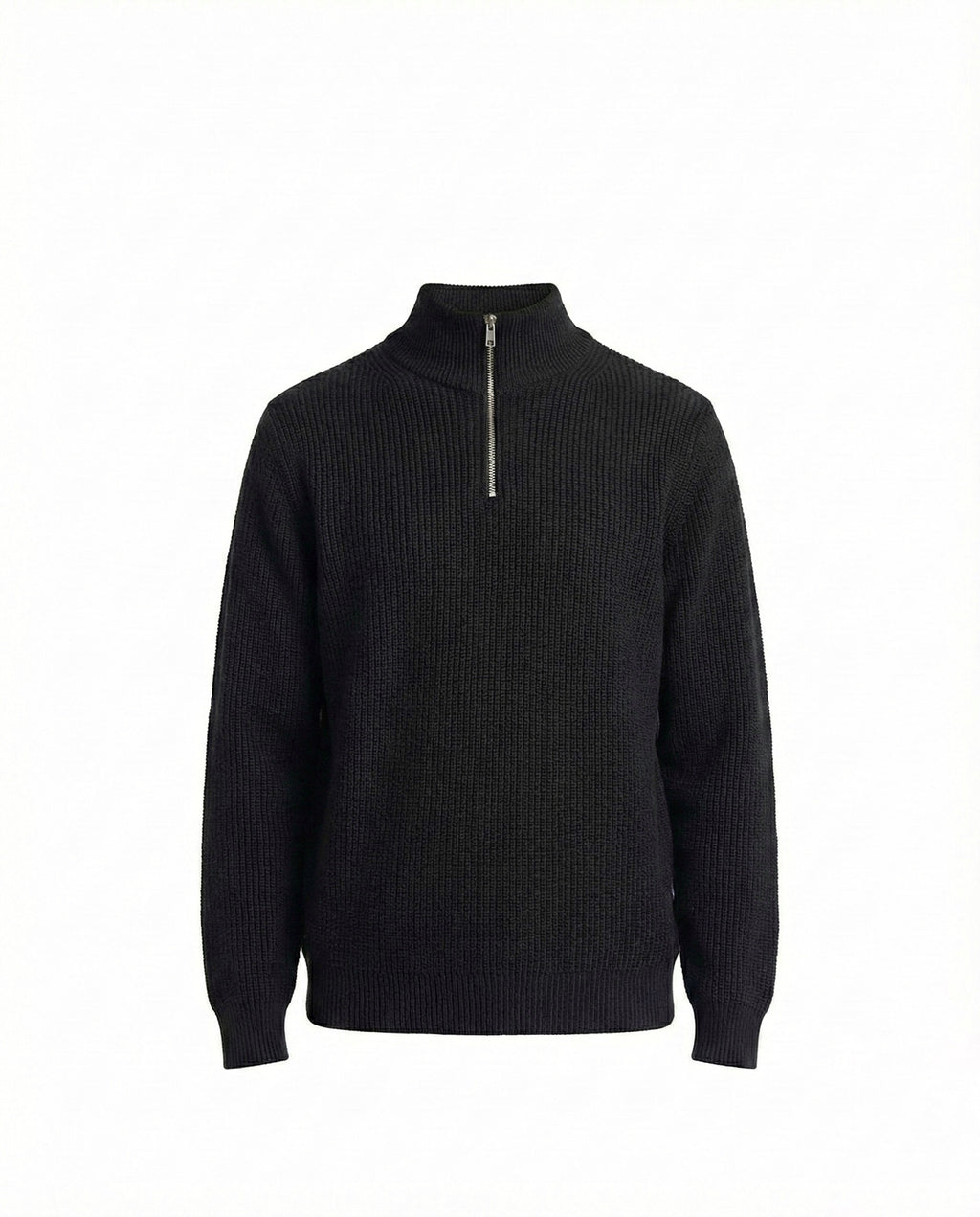PRE-ORDER BLACK KNITTED QUARTER ZIP UP