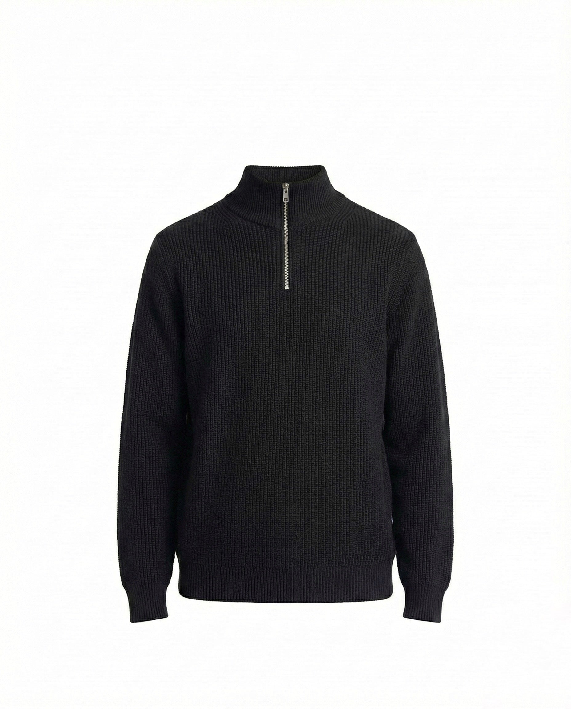 PRE-ORDER BLACK KNITTED QUARTER ZIP UP