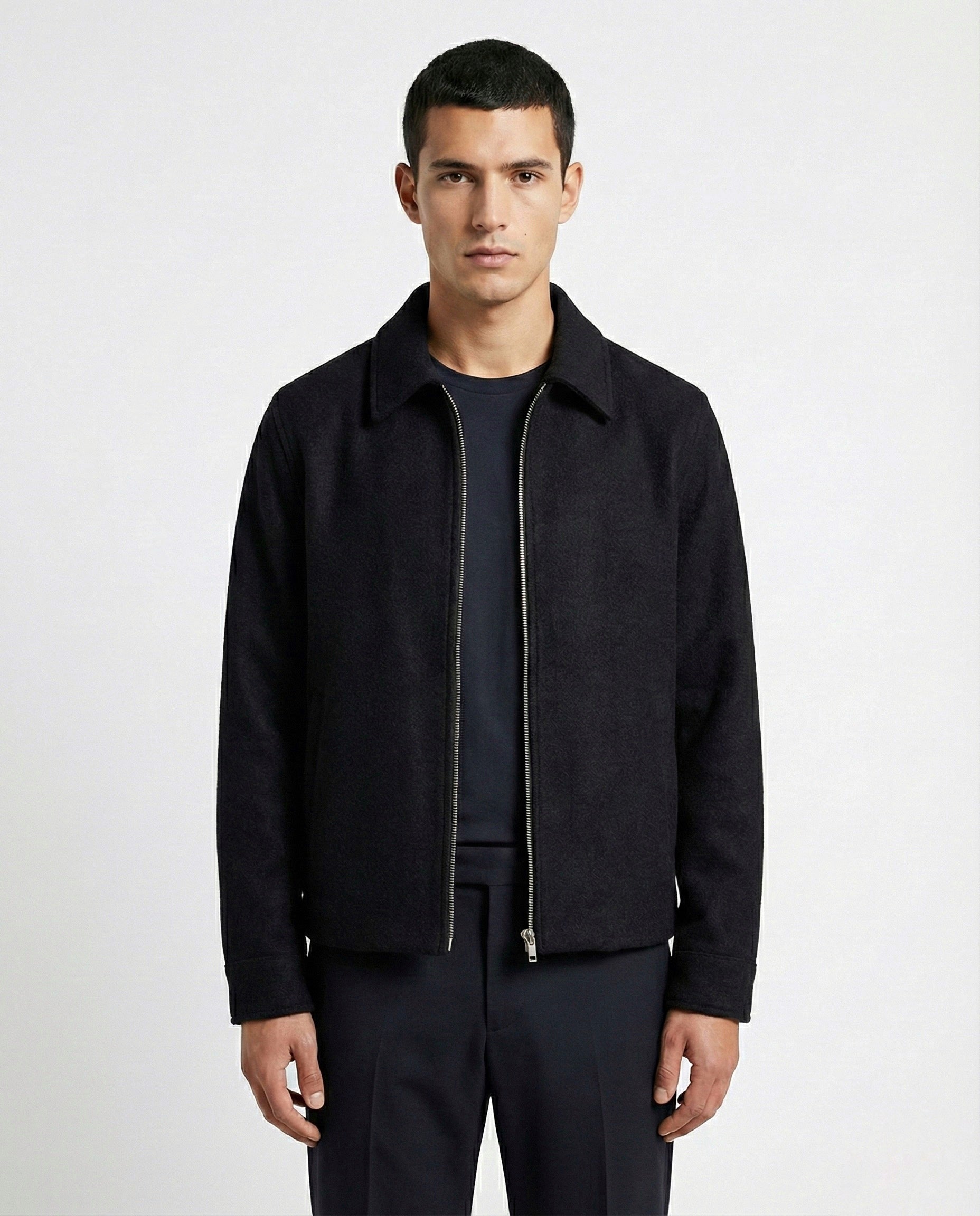 BLACK CROPPED WOOL JACKET