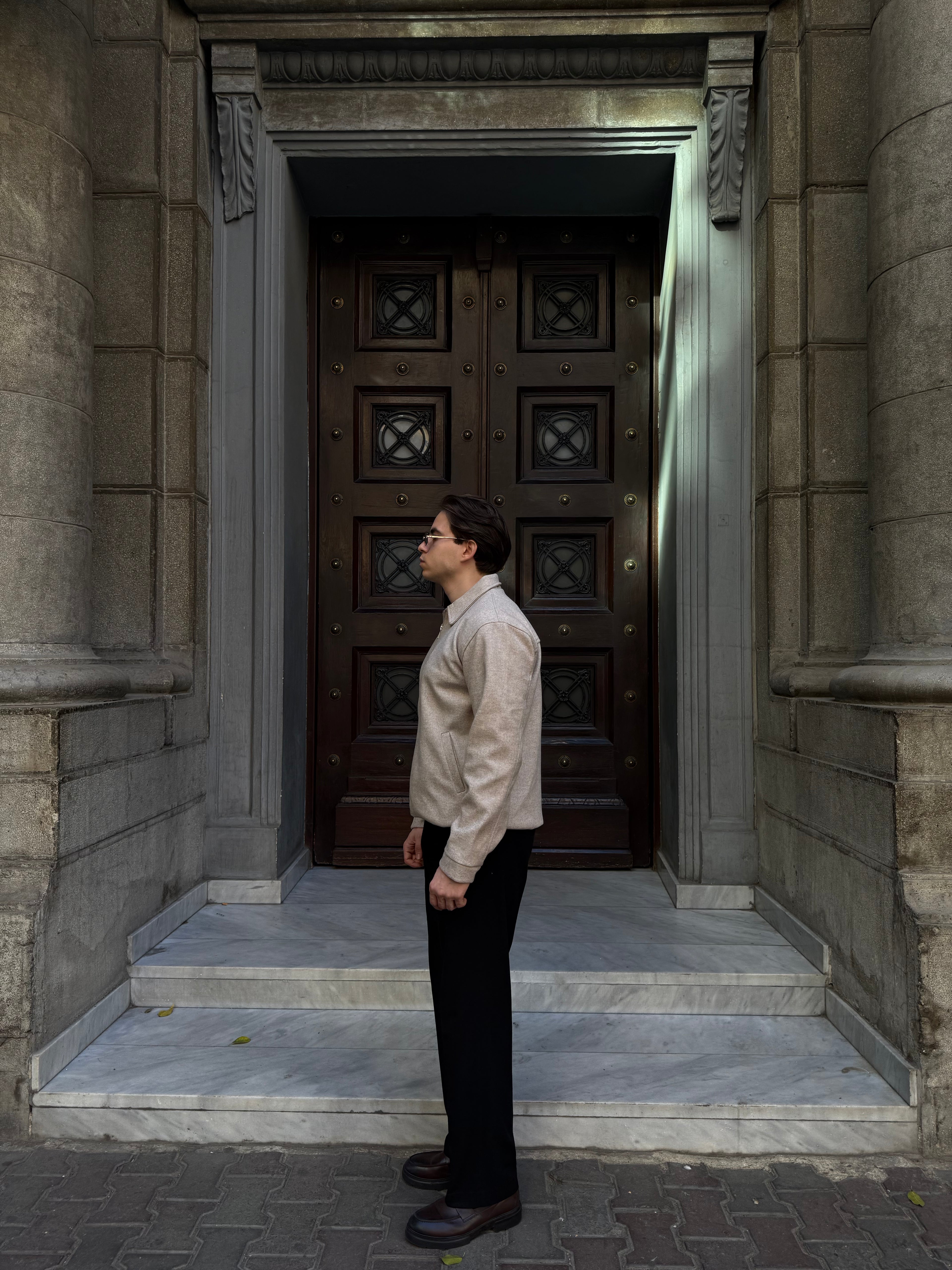 BEIGE CROPPED WOOL JACKET