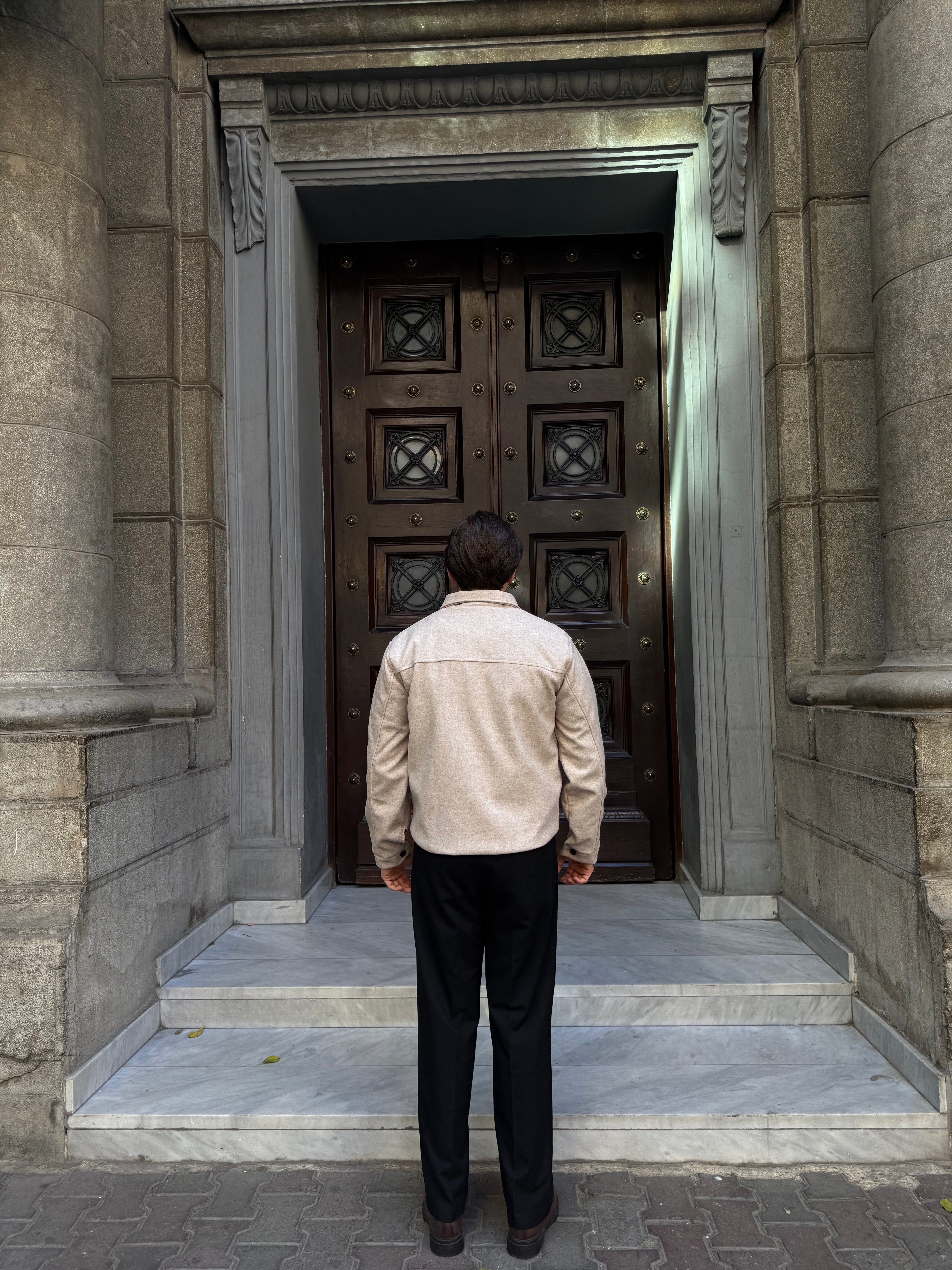 BEIGE CROPPED WOOL JACKET