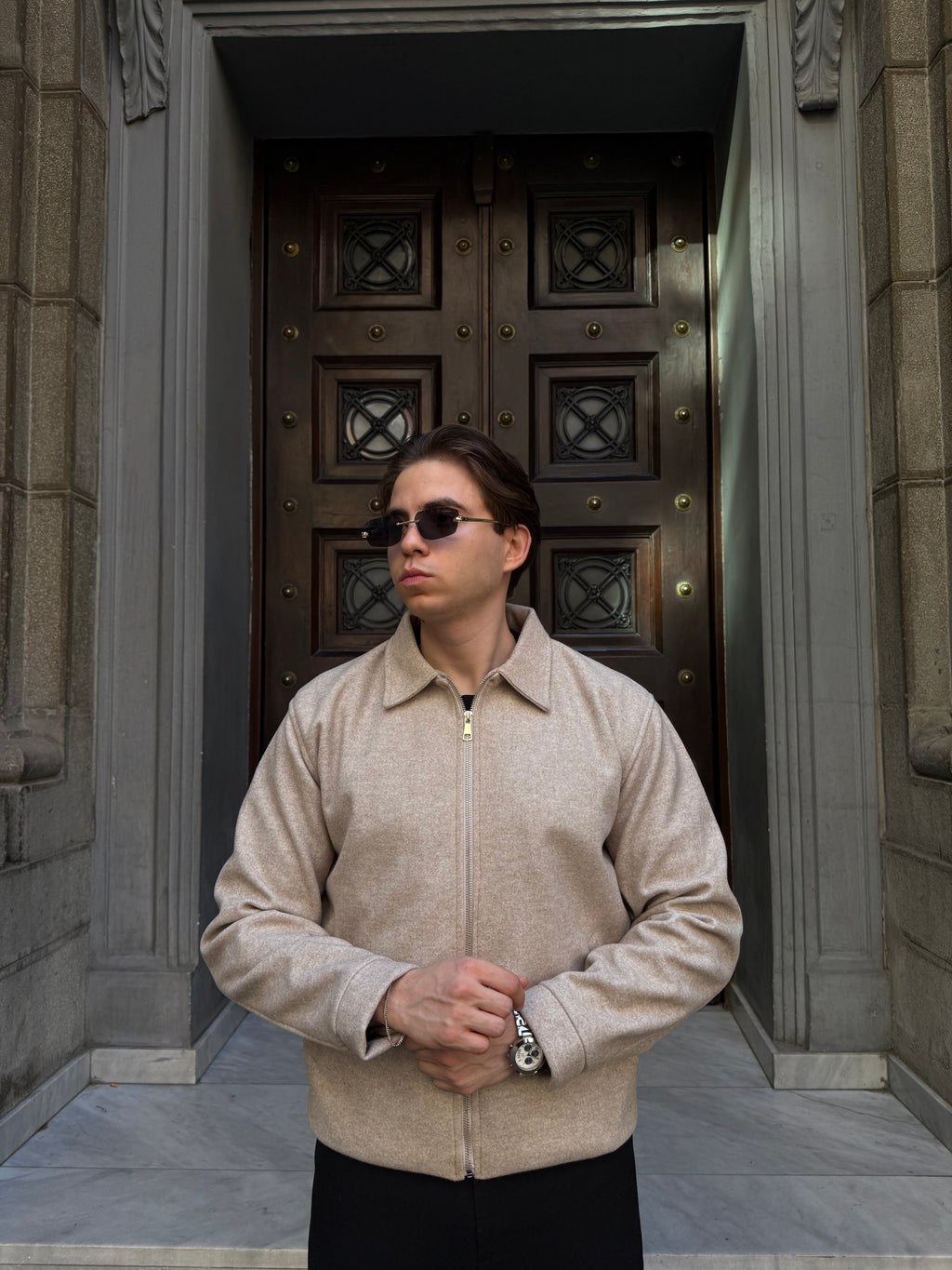 BEIGE CROPPED WOOL JACKET