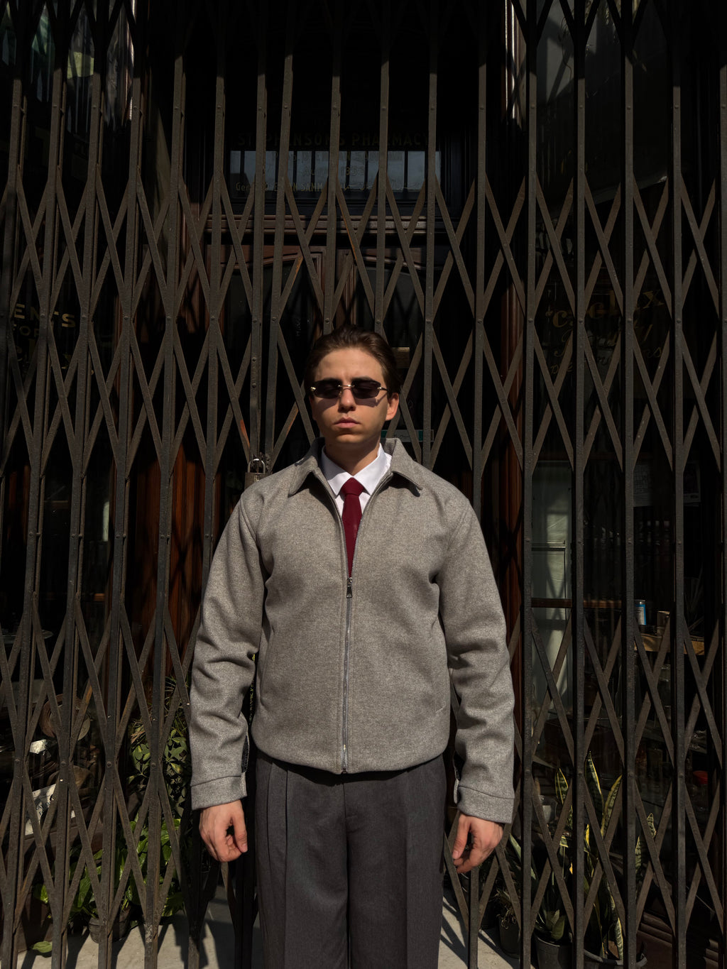 GREY CROPPED WOOL JACKET