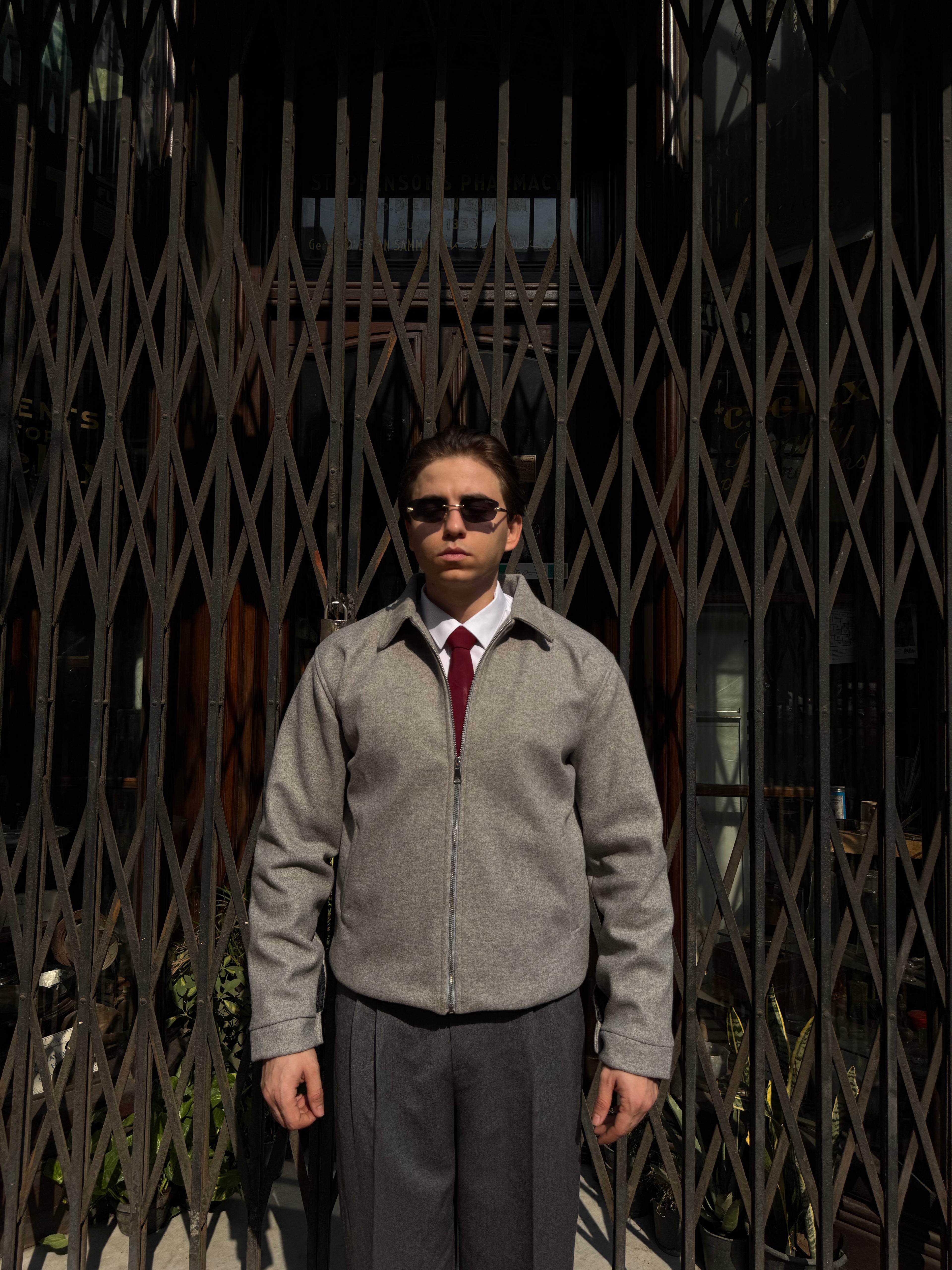 GREY CROPPED WOOL JACKET