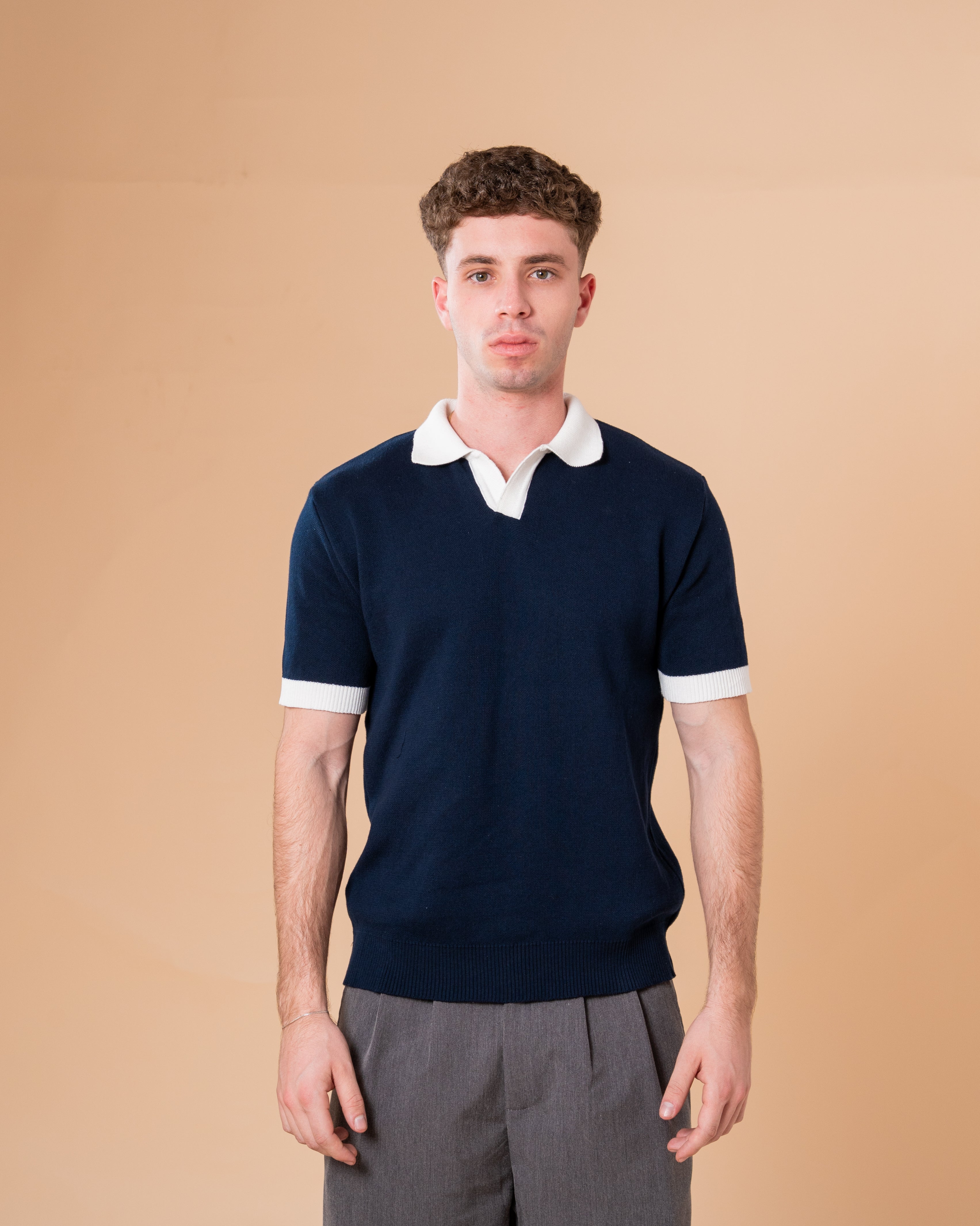 NAVY KNITTED POLO