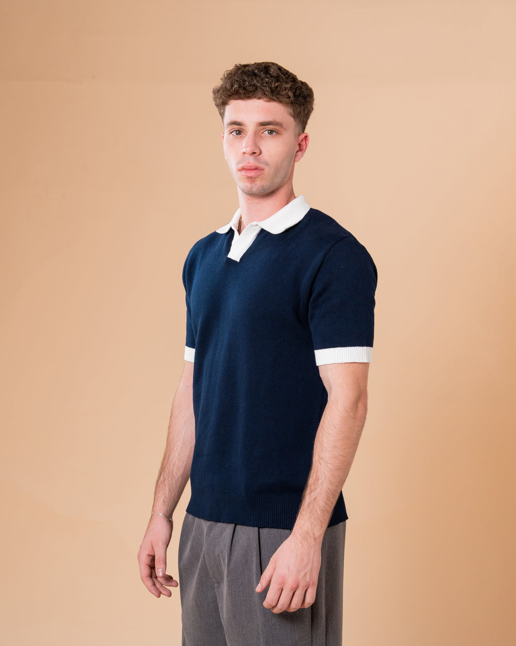 NAVY KNITTED POLO