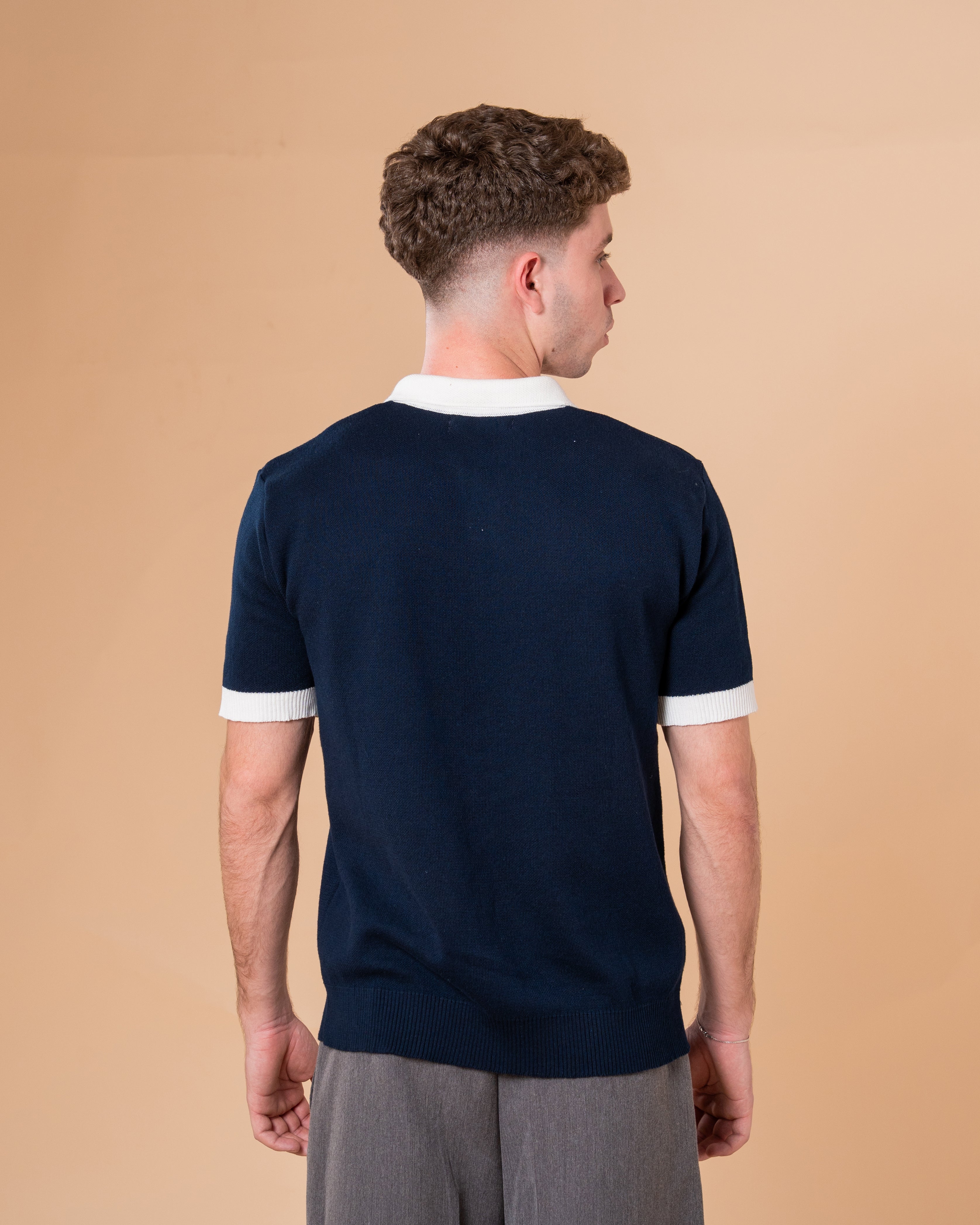 NAVY KNITTED POLO