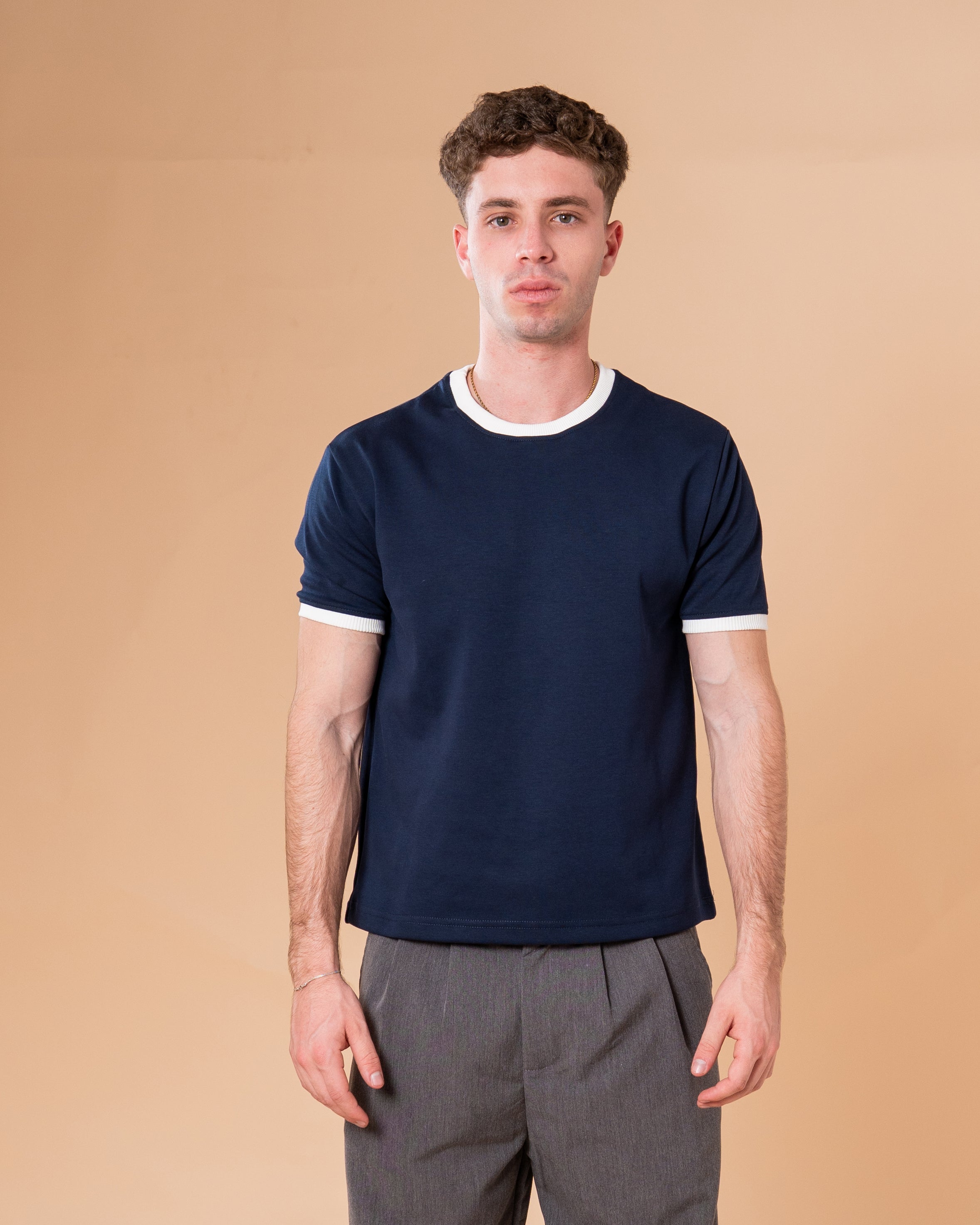 NAVY RINGER T-SHIRT