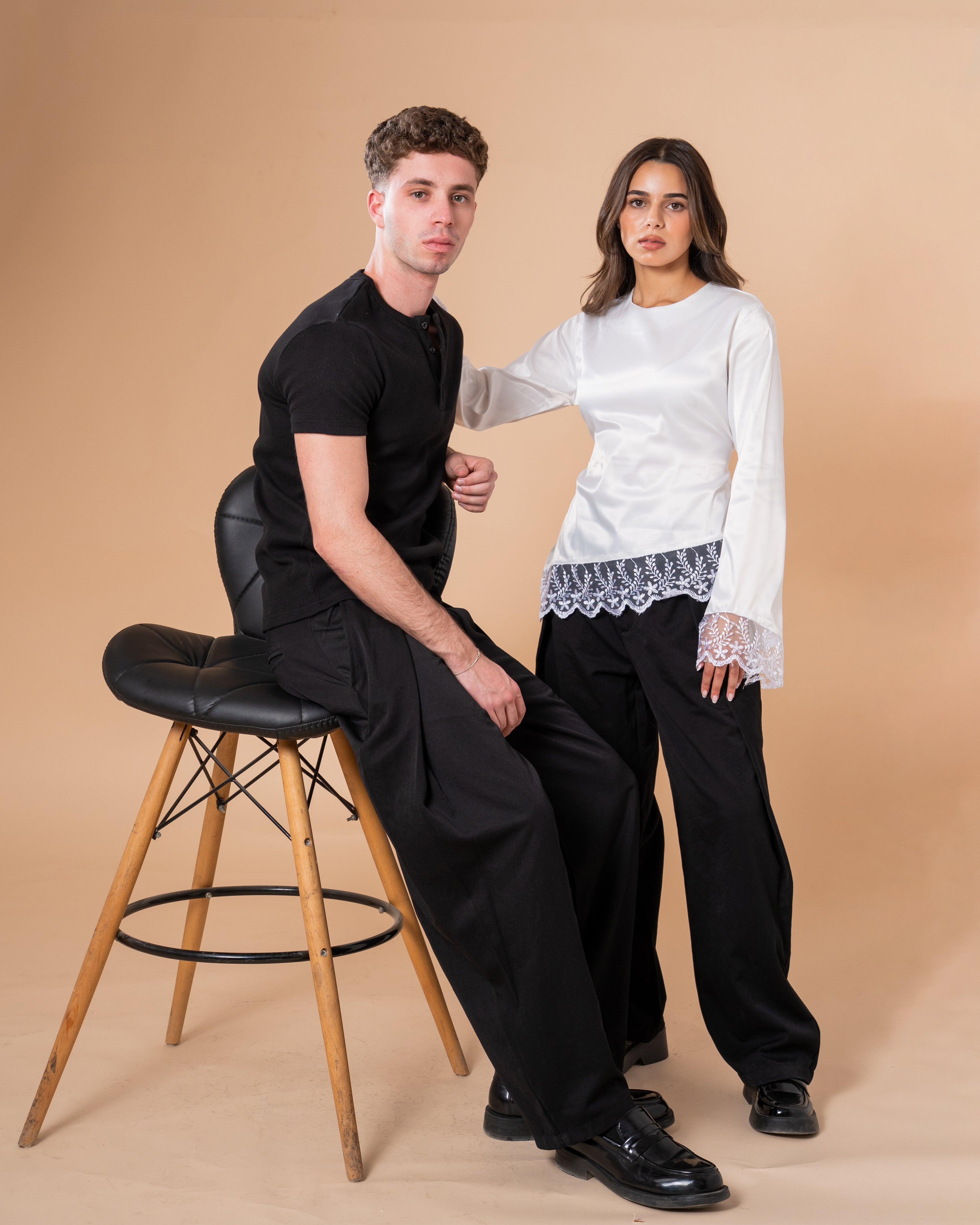 BLACK WRAPPED PANTS