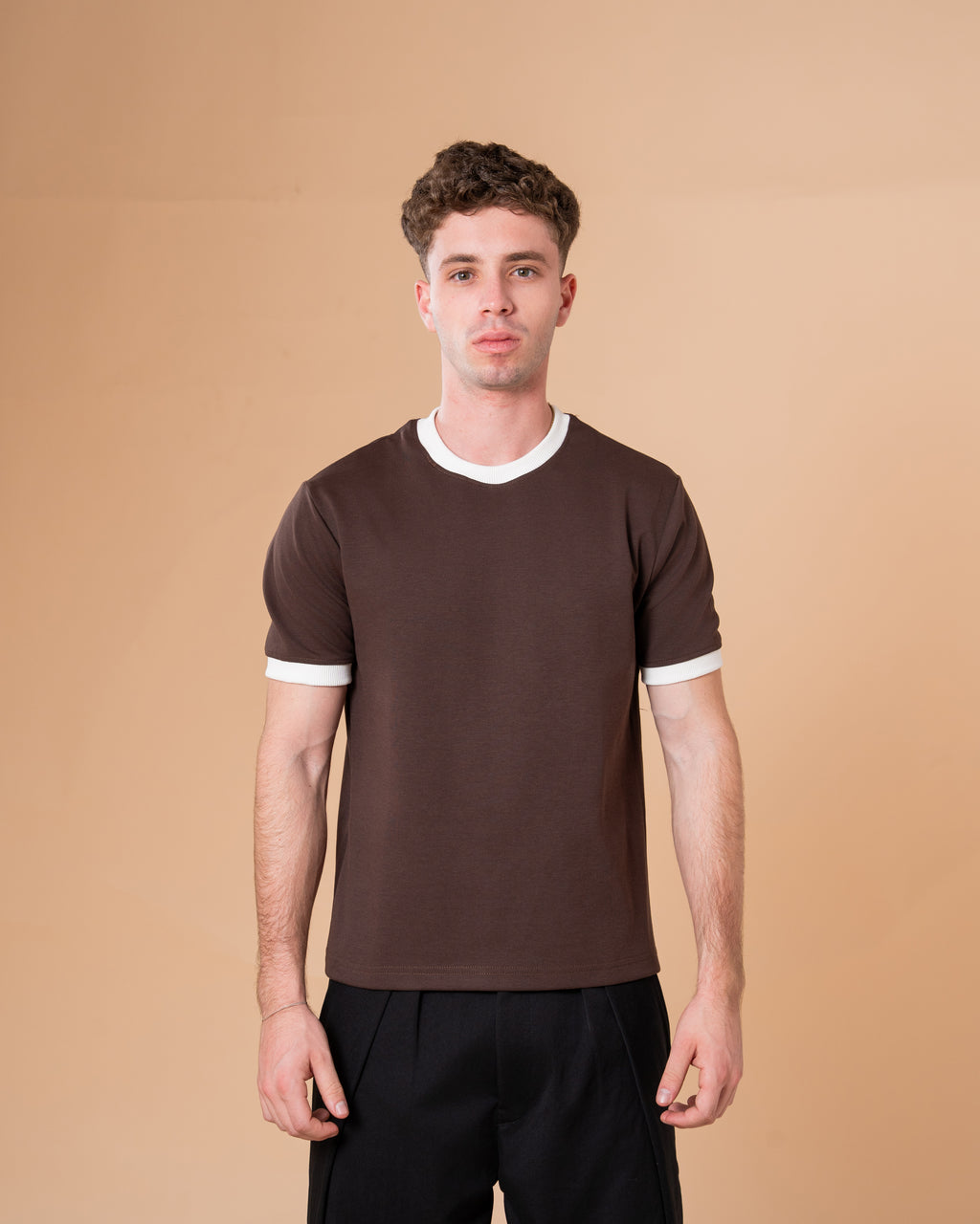 BROWN RINGER T-SHIRT
