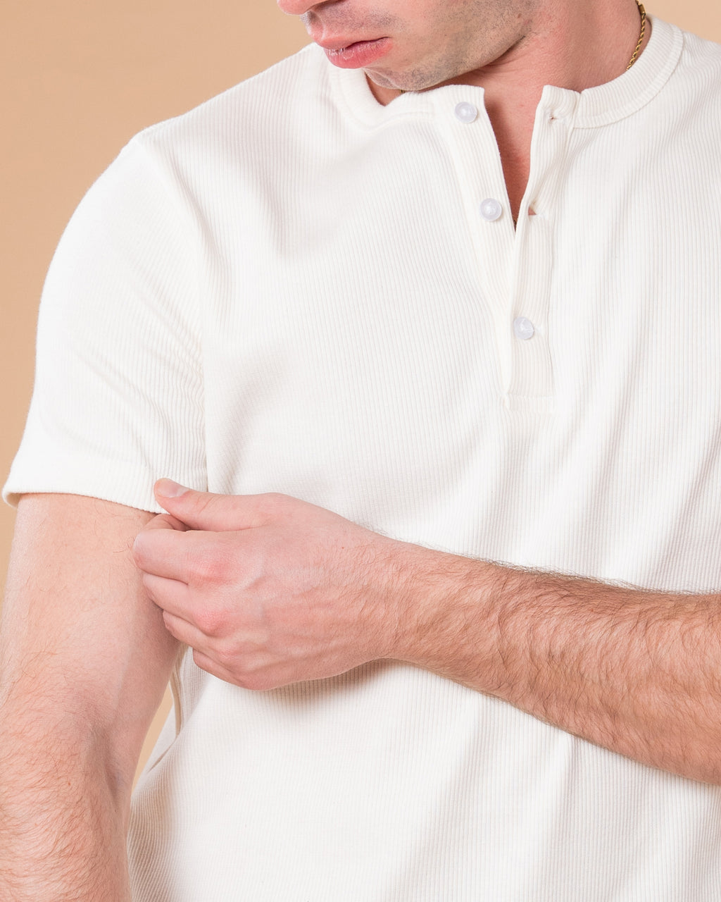WHITE HENLEY T-SHIRT