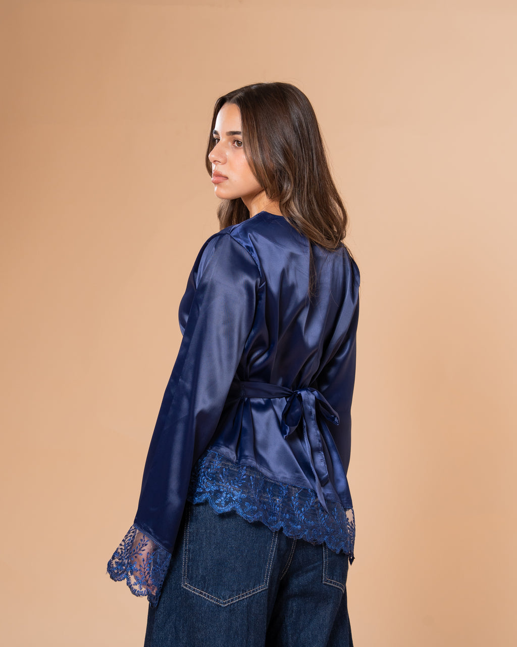 NAVY LACE TOP