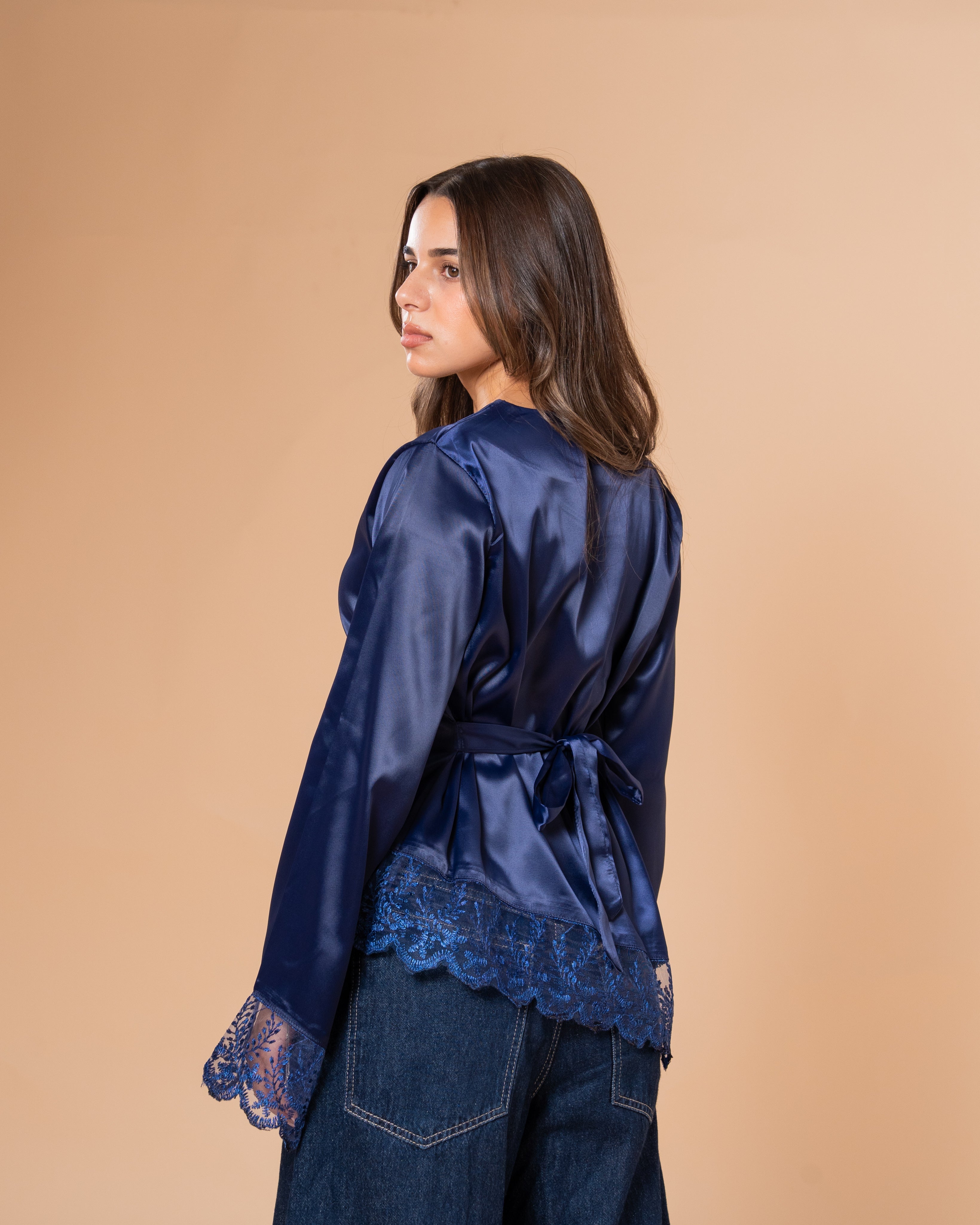 NAVY LACE TOP