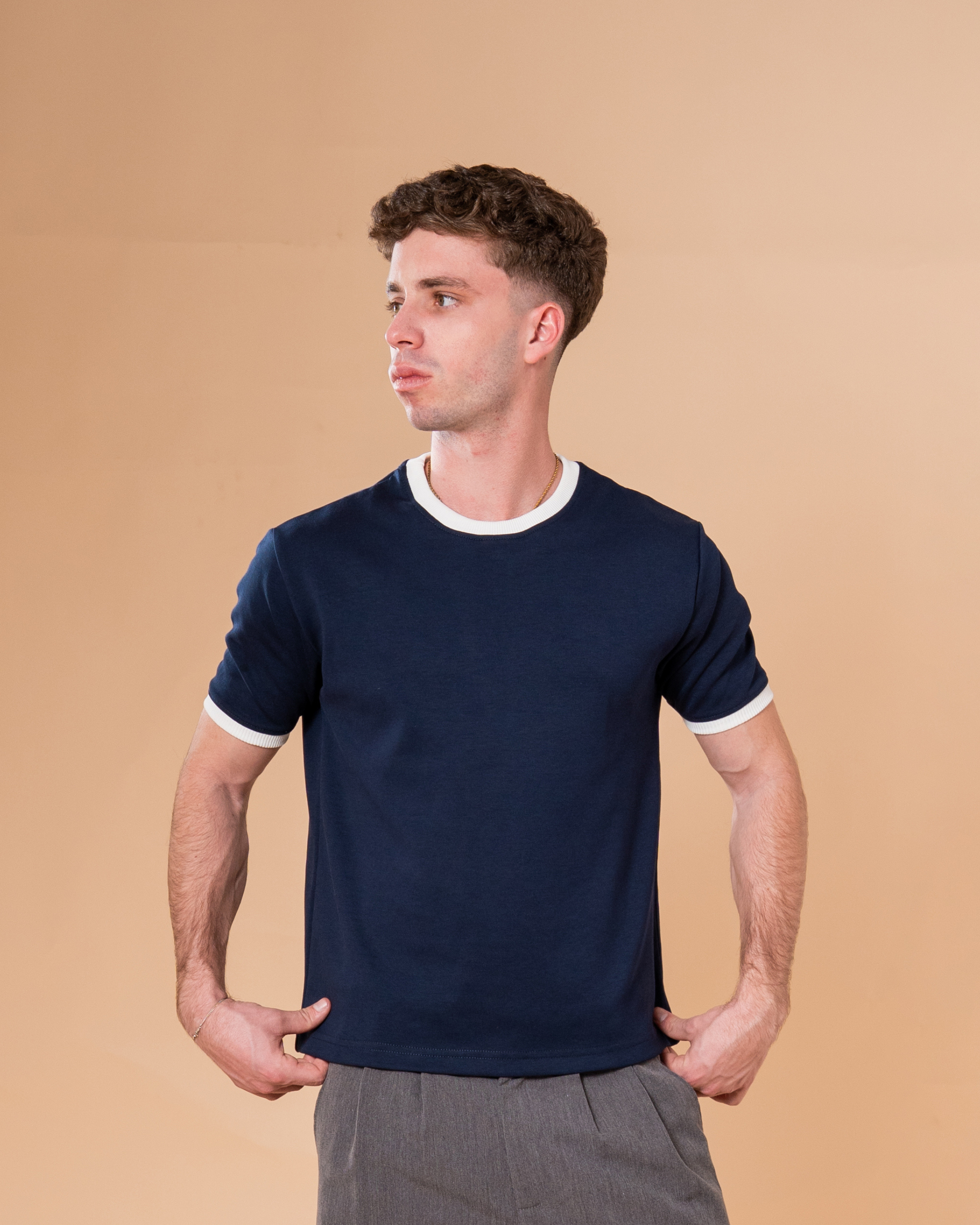 NAVY RINGER T-SHIRT